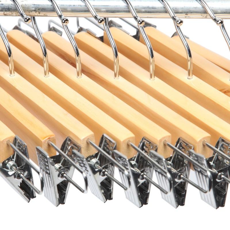 LOHAS Home 10-Pack Natural Finish Wooden Pant Skirt Hangers with