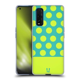 Head Case Designs Blaugrün Mit Zitronengelben Punkten Nail Art Soft Gel Handyhülle Hülle kompatibel mit Oppo Find X2 5G