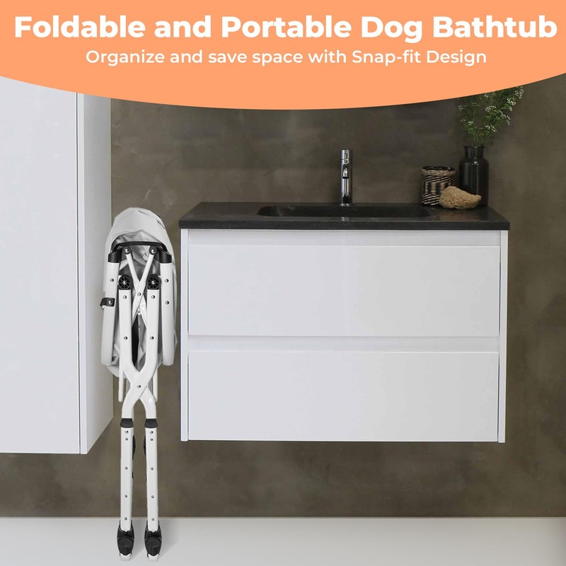 KITPLUS Portable Dog Bathtub, 5 Height Adjustable Dog Washing Station