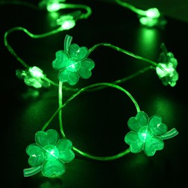 cshare St Patricks Day Decorations Shamrock String Lights with Timer 13ft 40LED Battery Operated, St Patricks Day Lights Waterproof for Party Indoor & Outdoor