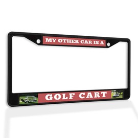 Fastasticdeals Metal Insert License Plate Frame My Other Car is A Golf Cart Weatherproof Car Accessories Black 2 Holes Solid Insert