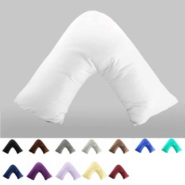 TAOSON 100% Cotton 300 Thread Count Soild Envelope Style V Shaped/Tri/Boomerang Standard Pillow Case Cushion Cover Only Cover No Insert (White)