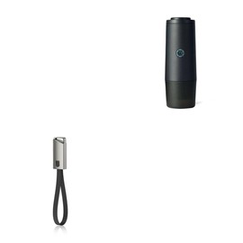 BoxWave Cable Compatible with Nomious Prime Brew Portable Espresso Maker - USB Type-C Keychain Charger, Key Ring USB Type-C to Type-A 8 in USB Cable - Jet Black