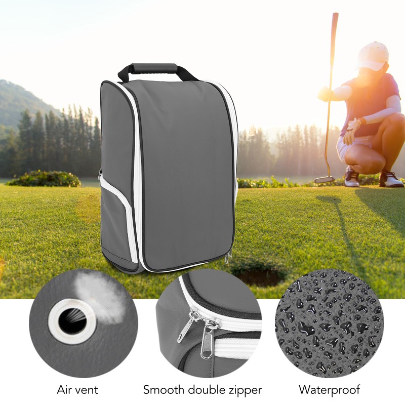 Golf Shoe Bag Wear Resistant PU Leather Portable Sports Travel