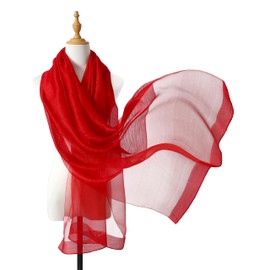 STARWHISPER Women's Gold Trim Silk Scarf Shawl Wrap - Elegant Accessory for Evening Dress - Gift Packaged (NX-RED)