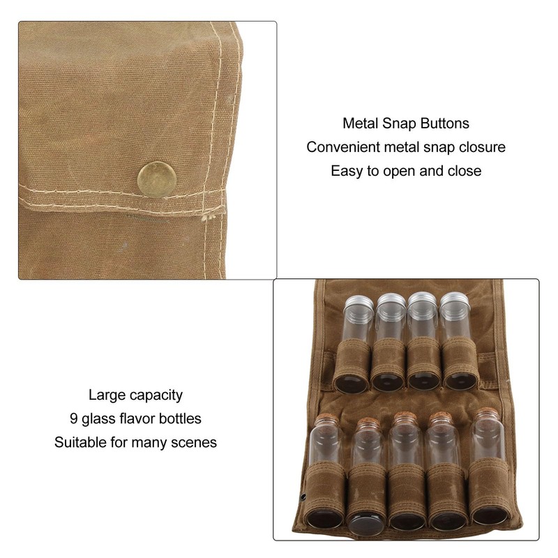 Leapiture Portable Spice Bag Canvas Travel Spice Kit Camping Spice