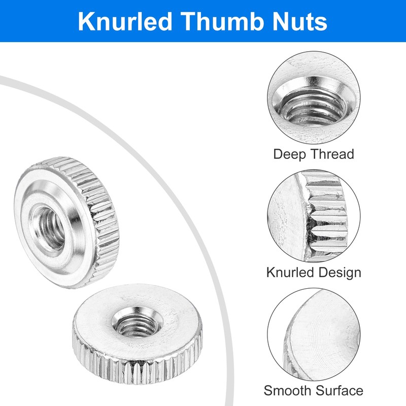 sourcing map 5Pcs M5 Knurled Thumb Nuts, Carbon Steel Round