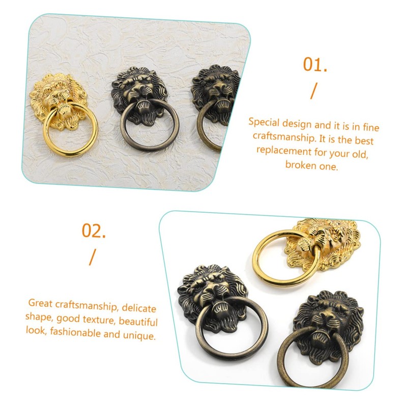 Operitacx 6Pcs Lion Head Cabinet Knobs Antique Pulls Modern Wardrobe