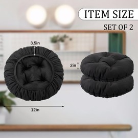 LYLNBYWK Bar Stool Covers Set of 2, Stool Covers Round with Elastic Band Pad, Soft Stool Seat Covers, Nonslip and Washable, 12 Inch, Black