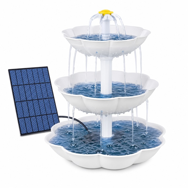 Solar Bird Bath Fountain for Garden Decor – Detachable 3-Tier