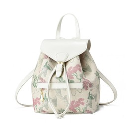 NICOLE & DORIS Fashion Mini Backpacks Women Backpack Flowers Small Cute Backpacks Anti Theft Rucksack Girls Daypack PU Leather Handbag Backpack with Flap Beige
