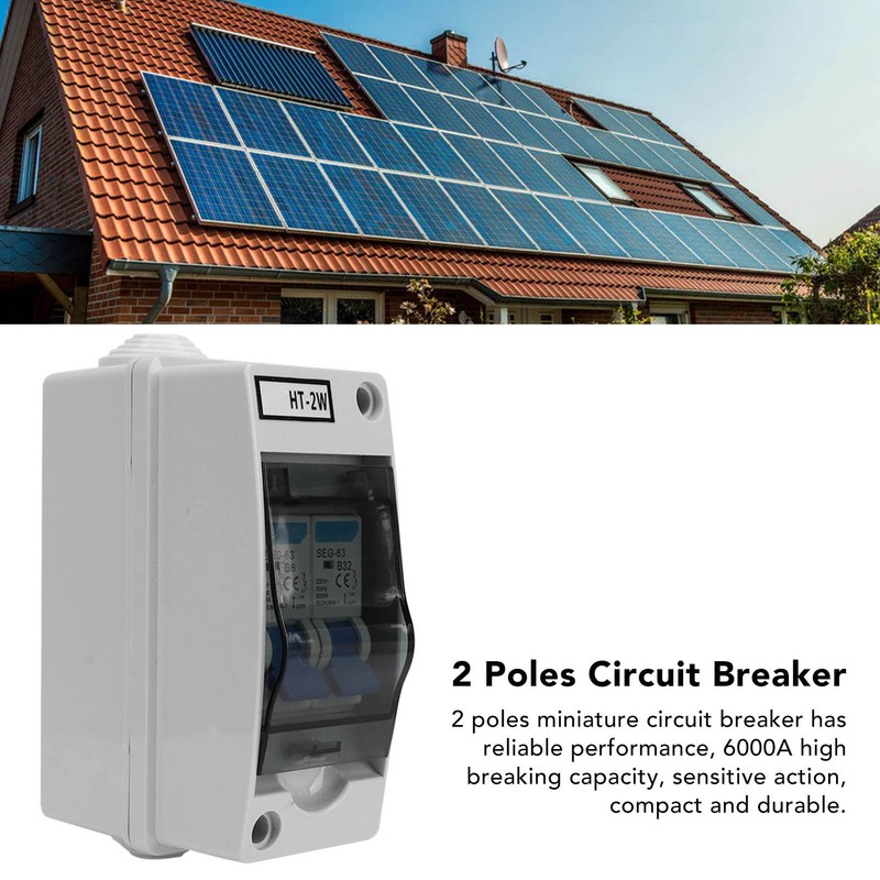 2 Poles Circuit Breaker MCB Miniature Leakage Breaker Waterproof Distribution