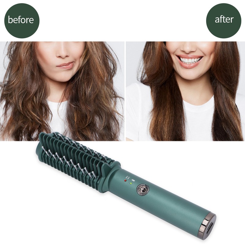 USB Hair Straightener Brush Comb Temperature Adjustable Hair Straightening Brush