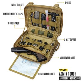 WYNEX Tactical Molle Admin Pouch of Laser Cut Design, Utility Pouches Molle Attachment Military EMT Organizer with Map Pocket EDC EMT Pack IFAK Tool Holder Universal Canada Patch Included