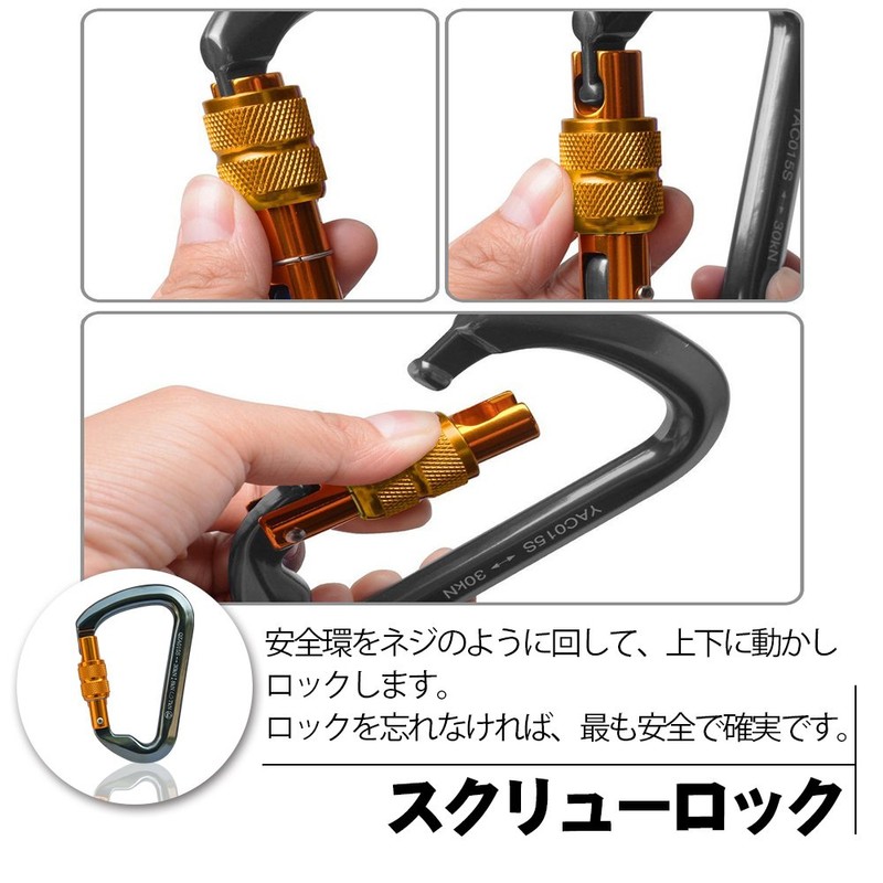Carabiner Climbing Carabiner with Screw Lock Screw Safety Chain for