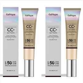 Eelhope Face CC Cream Natural concealer Long lasting Moisturizing Skin Brightening Outdoor Protective Skin Cream - Color: 2 piece
