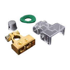 Top Post Negative Terminal Distribution Block, 4 Cable Screw Terminal Block, Distribution Block, Plastic Cover, Anti-Corrosion Washer, and Lead Terminal Shim, by Tech Team