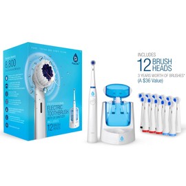 Pursonic RET200 Power Rechargeable Electric Toothbrush With UV Sanitizing Function, 12 Brush Heads Included