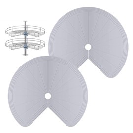 Lazy Susan Silicone Shelf Liner – Non-Slip Dual Tier Pie Cut Lazy Susan Liners for Kitchen Cabinet, 2PCS Set – Waterproof, Heat-Resistant & Anti-Slip Organizer Mat (Grey, 27 Inch)