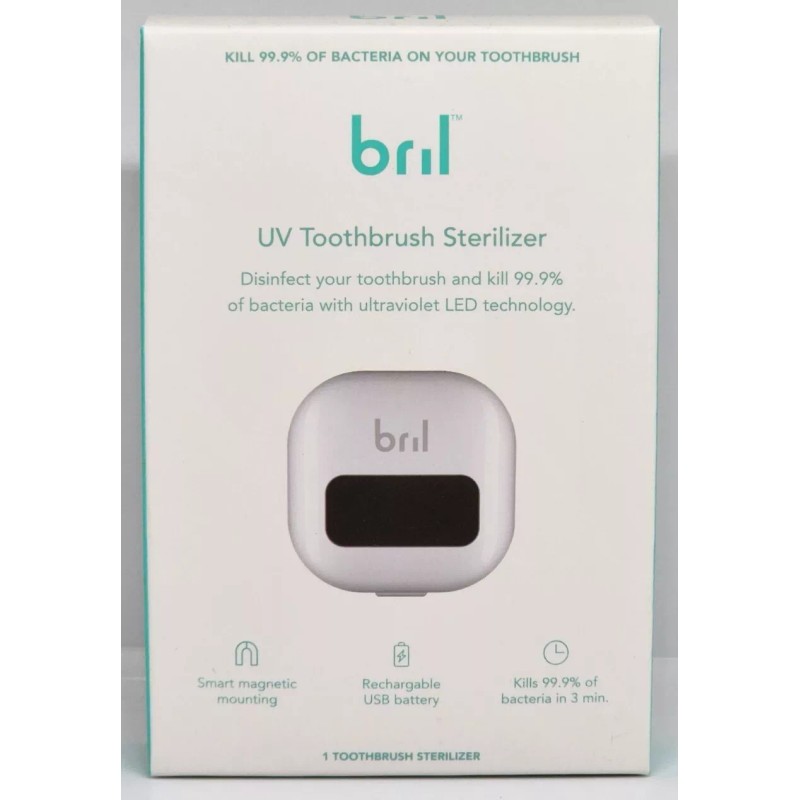 Bril UV Toothbrush Sterilizer White Rechargeable Wall Mount Brand New