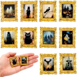 10 Pcs Miniature Accessories of Magic Frames Tiny Scary Photo Frames for Magic Witchy Mini House Diorama Decortion