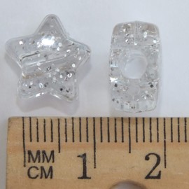 Star Beads Silver Glitter Sparkle 13mm Pony Beads Made in USA