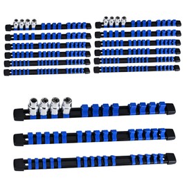 EGOFIX Socket Organizer Set 15PCS ABS Holder Kit - 1/4-Inch x 80, 3/8-Inch x 75, 1/2-Inch x 60 Clips, Drive Tray, Rail - Blue