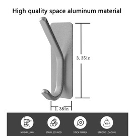 Paoli Heavy Duty Self Adhesive Hooks - Sturdy self Adhesive Hooks for Home, School and Office Easy to fit and Remove （Grey，Set of 4）