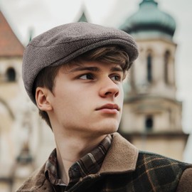 LADYBRO 2 Pack Flat Caps Newsboy Hats for Men Ivy Cap Irish Hat Driving Hat Cabbie Cap Satin Lining Adjustable Men's Hat