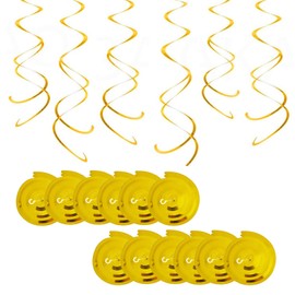 12Rolls Hanging Swirl Decorations Gold for Happy Birthday Party Swirls Decorations-Gold Hanging Swirls Ceiling Decorations Shiny Foil Swirls for Wedding,Baby Shower,Xmas,Birthday Party Supplies