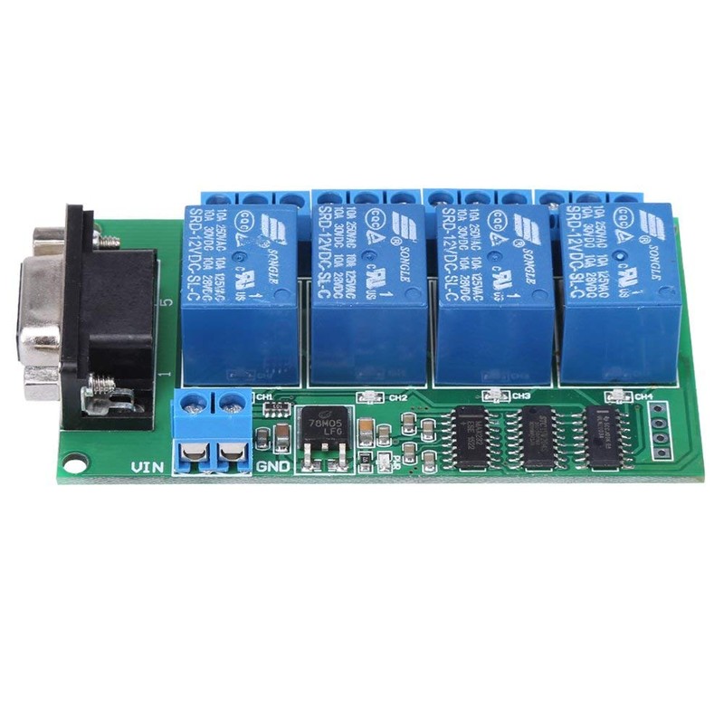 RS232 Relay Board 4Ch Remote Control Switch with RS232 DB9