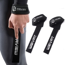 Premium Weight Lifting Wrist Hooks Straps for Maximum Grip Support - Deadlift Gloves & Grip Pads Alternative in Fitness Gym Power Training Pull Up Deadlifting & Shrugs (lifting strap balck 3mm thick)