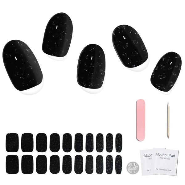 LabTabBa Semi Cured Gel Nail Strips, 20pcs Glaze Nail Wraps,