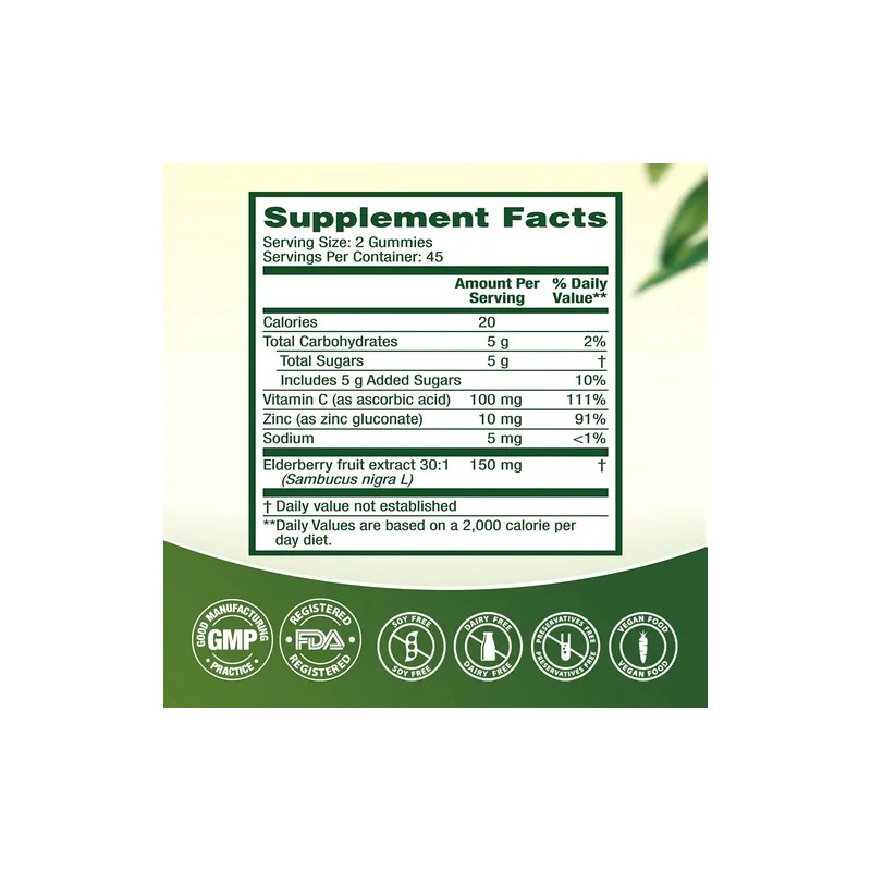 Nutraa2z Gomitas De Saúco 150mg Con Vitamina C Y Zinc