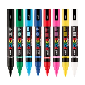 POSCA PC-5BR - Marcadores de pintura a base de agua, punta de pincel reversible (1.0-4.0 mm), colores surtidos, paquete de 8