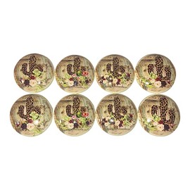 Twisted R Design Cabinet Knobs, Knobs for Kitchen Cabinets and Drawers, Matching Cabinet Knobs and Pulls, 1.5" Round Dresser Knobs (Set of 8 Leopard Print Cactus Wood Knobs)