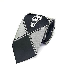 JoJo Skeleton Silk Tie for Cosplay Costume, Tie Silk Anime Tie Adventure Costume Game, gray
