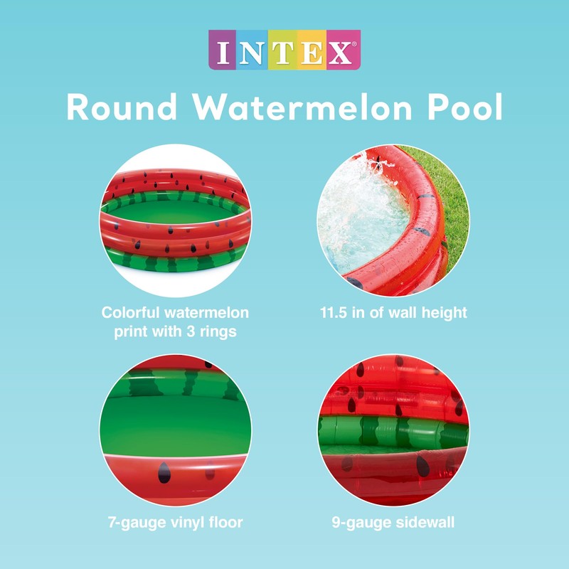 Intex 66-Inch Round Inflatable Outdoor Kids Swimming and Wading Watermelon