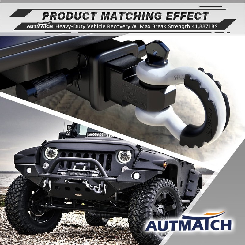 AUTMATCH D Ring Shackle 3/4" Shackles (2 Pack) 41,887Ibs Break