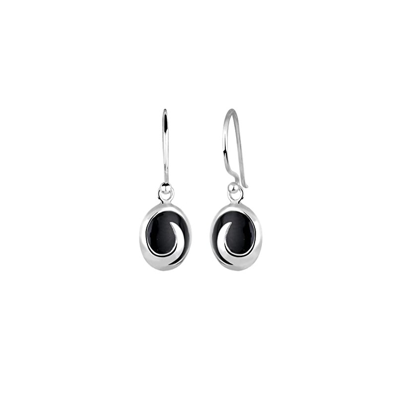 Elli Women's Earrings Wave Design with Onyx in 925 Sterling