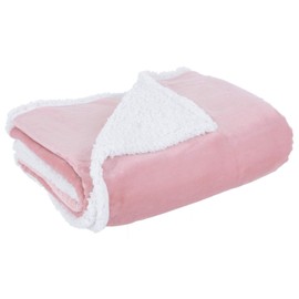 Hodge and Hodge Flannel Blanket With Sherpa Fleece Lining 150x200cm - Light Pink
