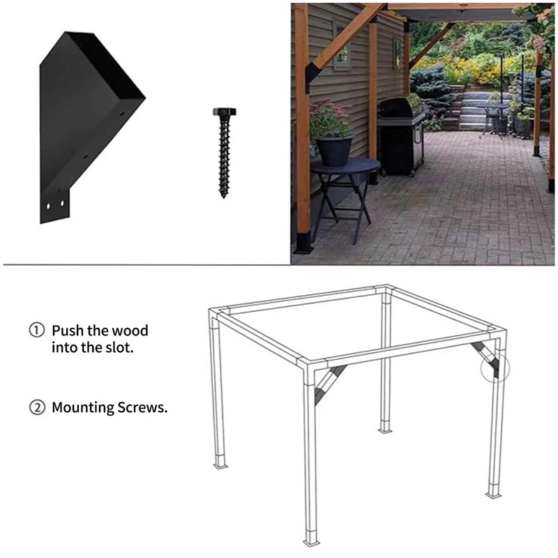 Fepinc 45-Degree Pergola Bracket, 8 Pack Heavy Duty Steel Connector