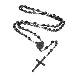 Supcare Rosary Catholic Necklace Women's Prayer Chain Christian Stainless Steel Rosary Jesus Cross Chain Religious Crucifix Pendant Charm Cross Necklace Fashion Jewellery for Men Women, Stainless