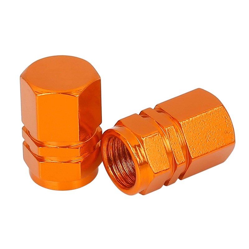 X AUTOHAUX 4pcs Orange Tire Stem Valve Caps Wheel Valve