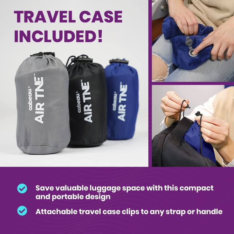 Cabeau Air TNE Inflatable Travel Neck Pillow Lightweight Inflatable Core,
