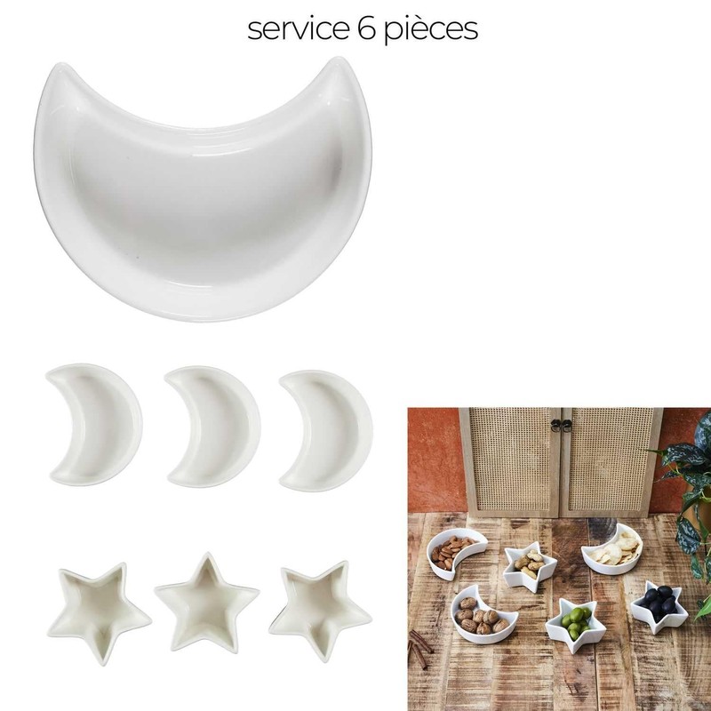 HOME DECO FACTORY, KA0607, 6-Piece Star and Moon Dinnerware Set,