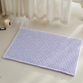 TYUU Waffle Bath Mat, Boho Bathroom Rugs Non Slip Washable Super Absorbent Quick Dry Cute Bath Mat Farmhouse Bathroom Decor, 30"x20" Lavender