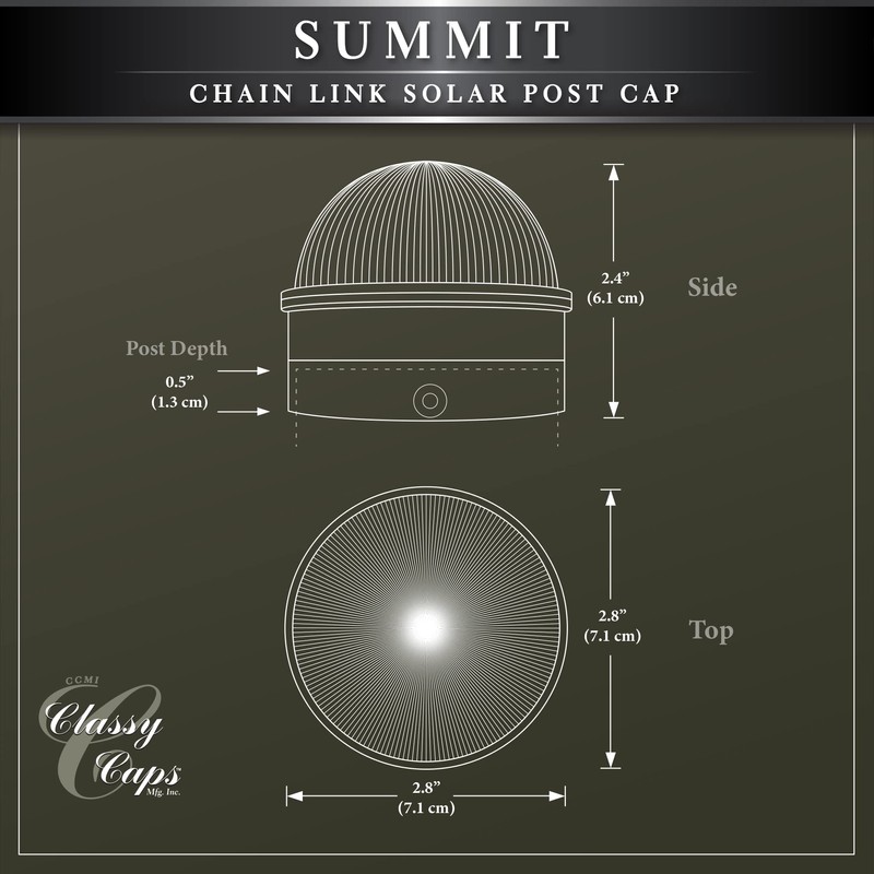 Classy Caps CH2233S Summit Chain Link Solar Post Cap, Silver