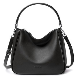 David Jones - Women's Hobo Shoulder Bag - Women's Shoulder Bag PU Leather - Handbag Top Handle Long Handle - Bag Bag Bag Medium Size - Shopper Simple Classic Lightweight Elegant, black, Elegant,