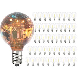 Svater 75 Pack G40 Replacement Bulb LED, E12 Screw Base,1W Plastic Retro Style Dimmable Light Bulbs, Plastic Bulbs for String Lights Warm White